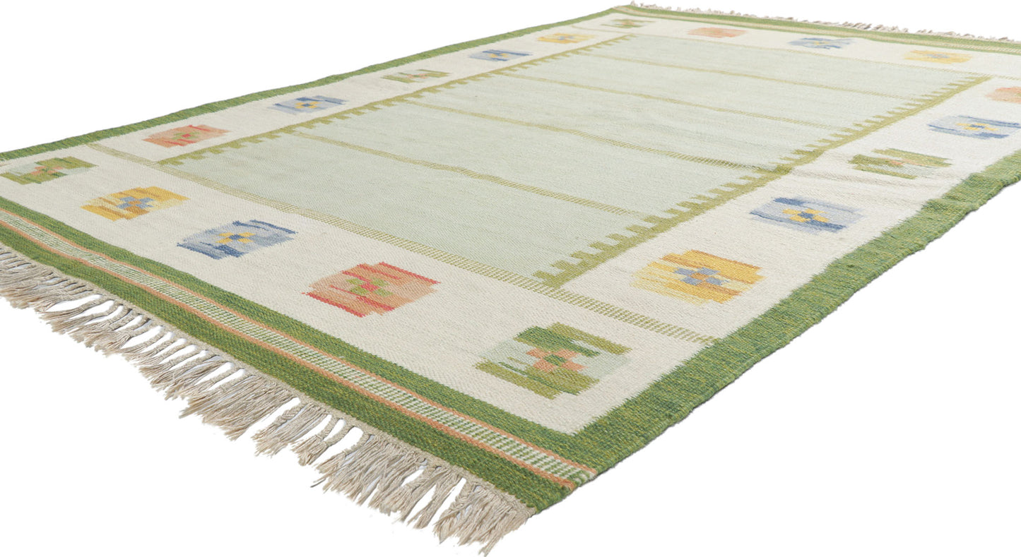 6 x 8 Strehog Gripsholm Vintage Swedish Rollakan Rug 78267