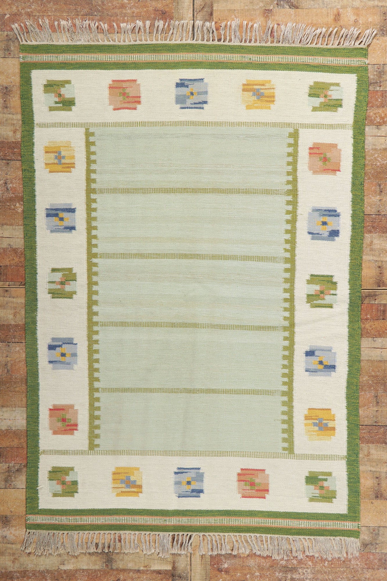 6 x 8 Strehog Gripsholm Vintage Swedish Rollakan Rug 78267