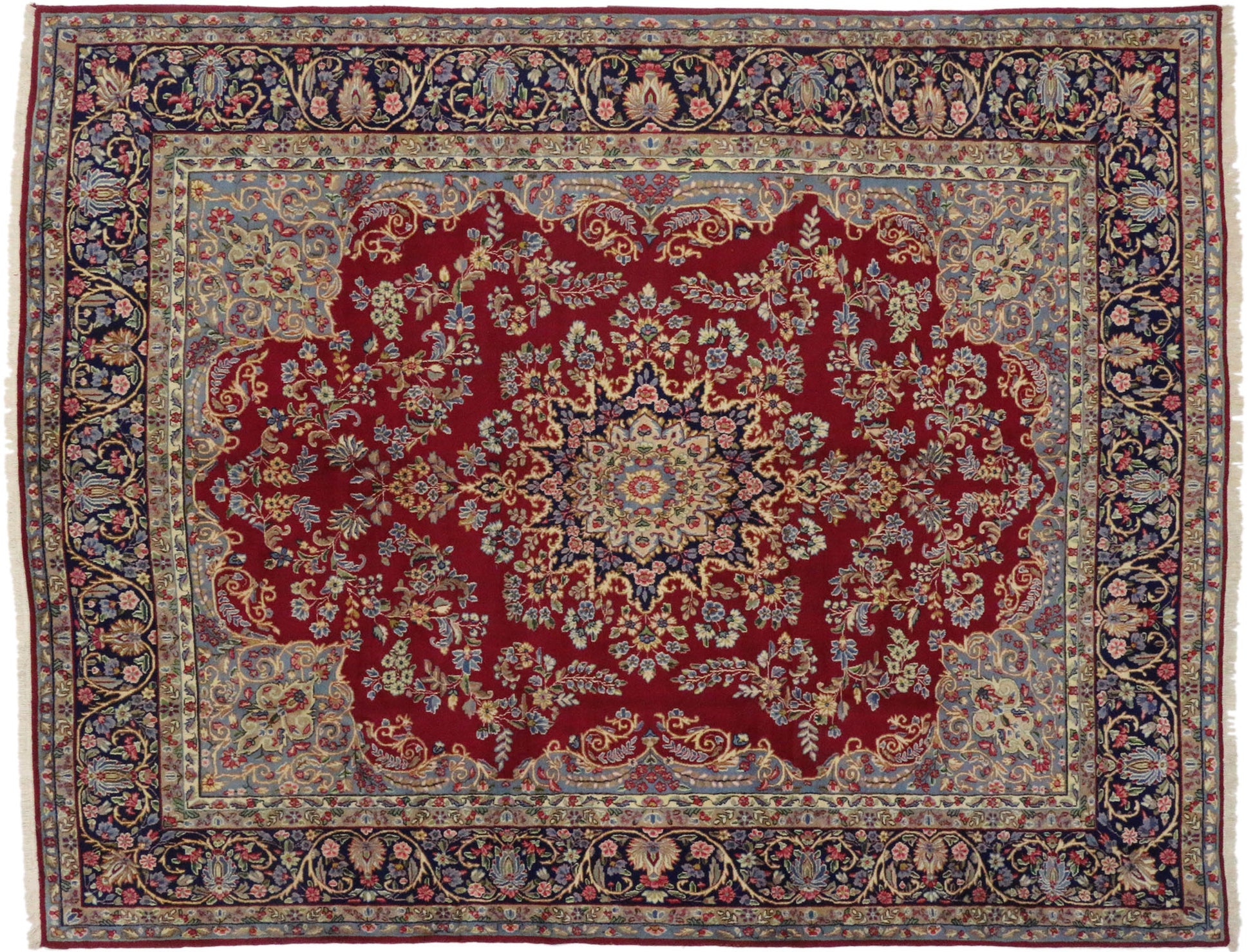 10 x 13 Vintage Red Persian Kerman Rug 60292