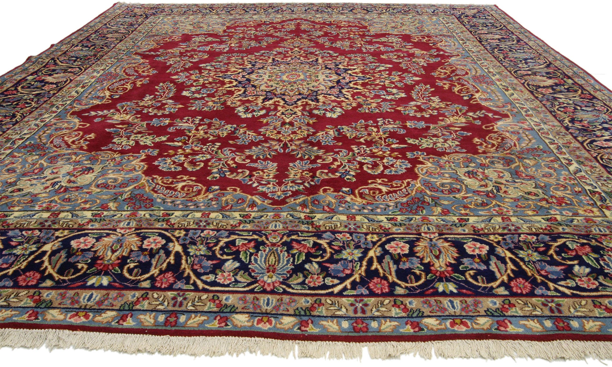 10 x 13 Vintage Red Persian Kerman Rug 60292