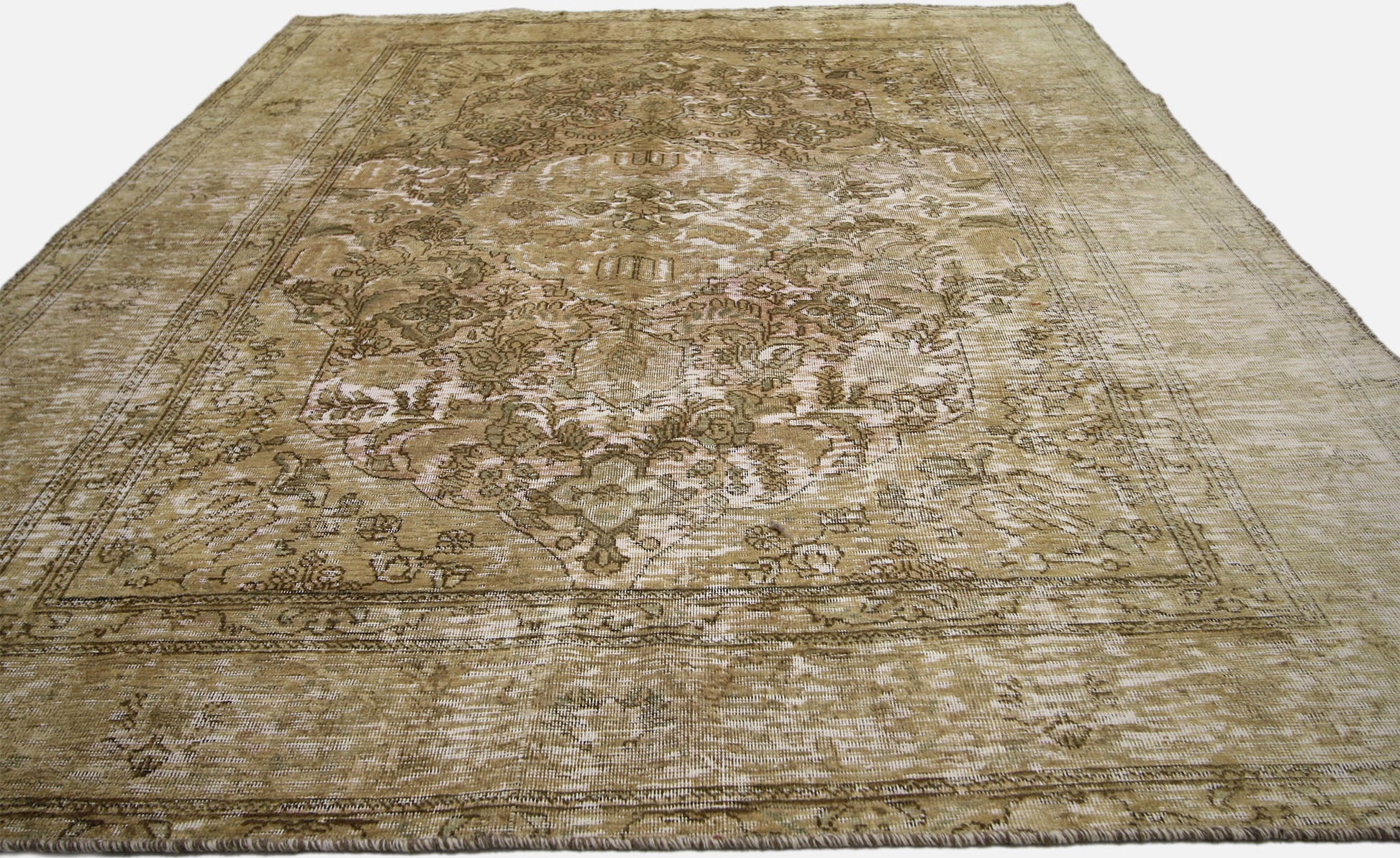 8 x 9 Vintage Distressed Overdyed Persian Rug 60717