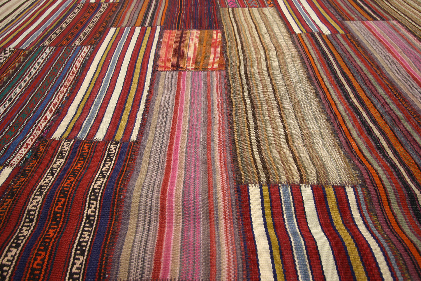 7 x 11 Vintage Turkish Striped Kilim Rug 60792