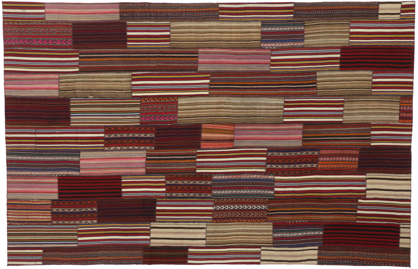 7 x 11 Vintage Turkish Striped Kilim Rug 60792
