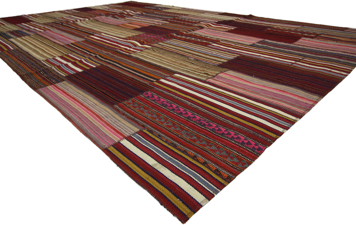 7 x 11 Vintage Turkish Striped Kilim Rug 60792