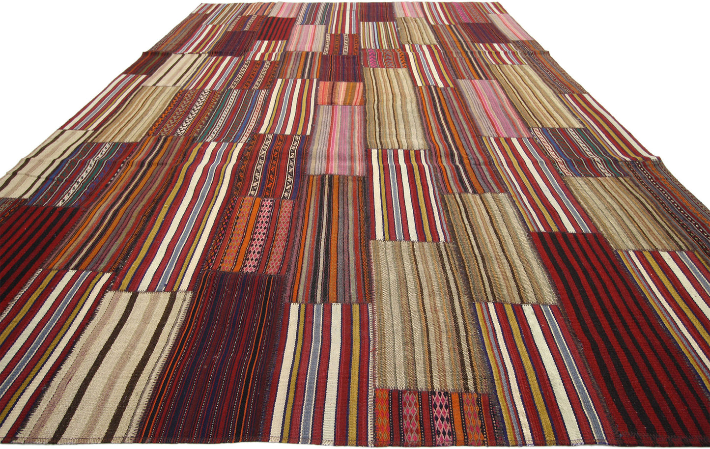 7 x 11 Vintage Turkish Striped Kilim Rug 60792