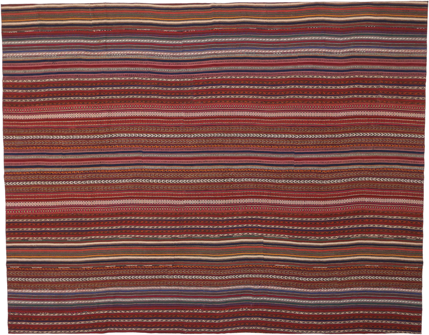 12 x 15 Vintage Turkish Striped Kilim Rug 60796