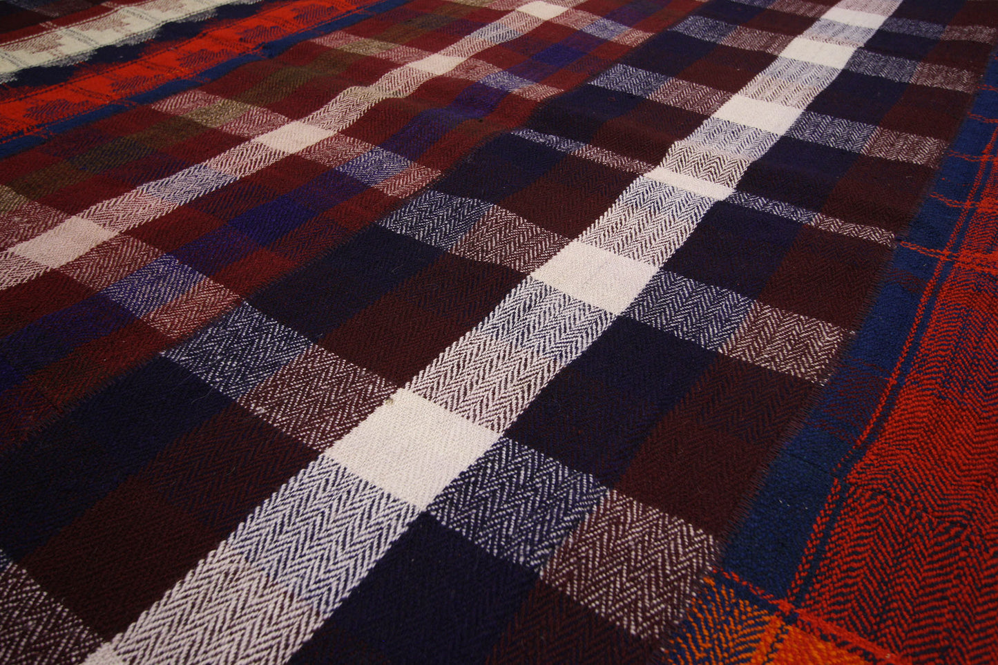 9 x 11 Vintage Kilim Tartan Plaid Rug 60805