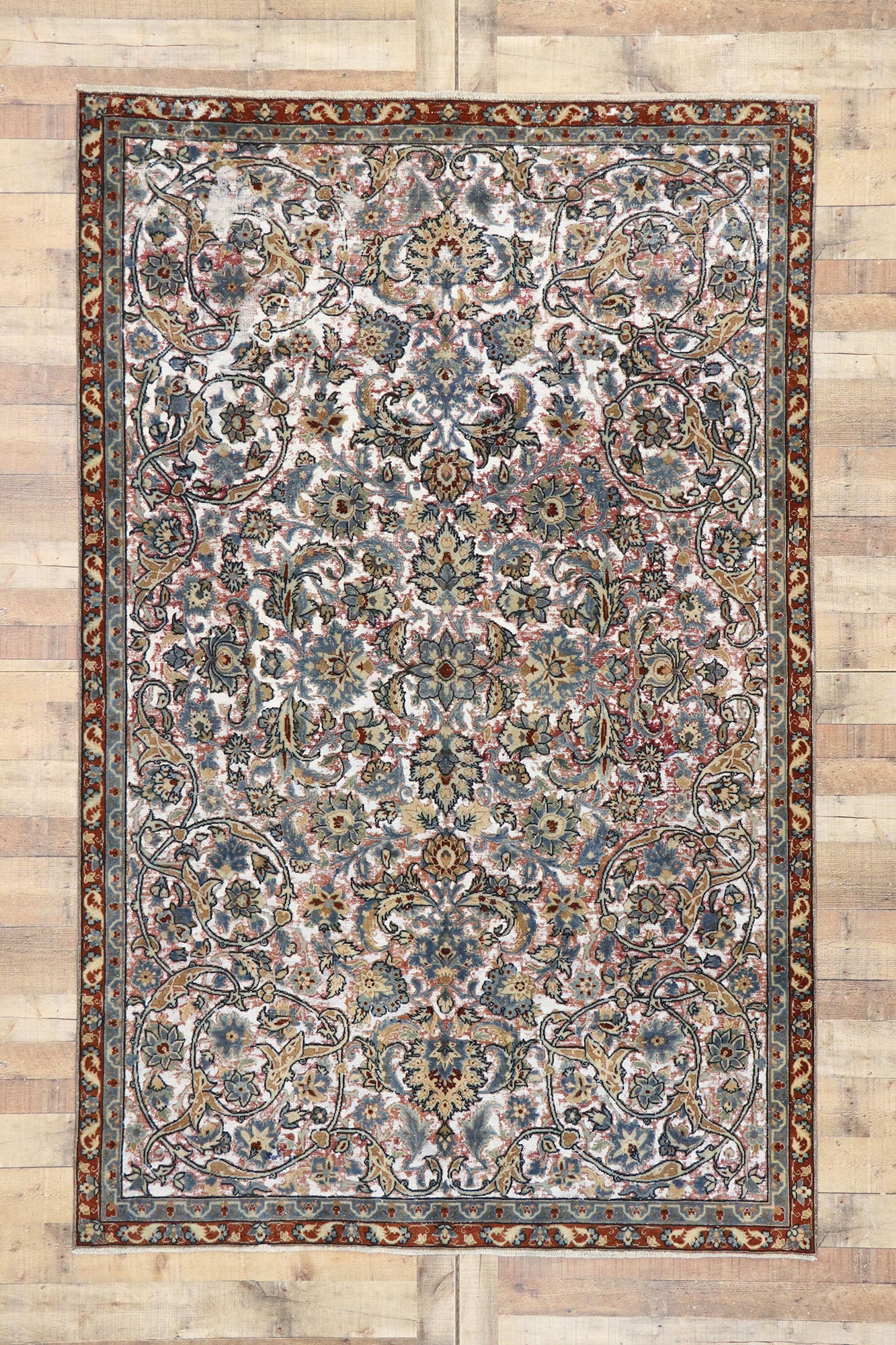 6 x 9 Antique Persian Tabriz Rug 60824