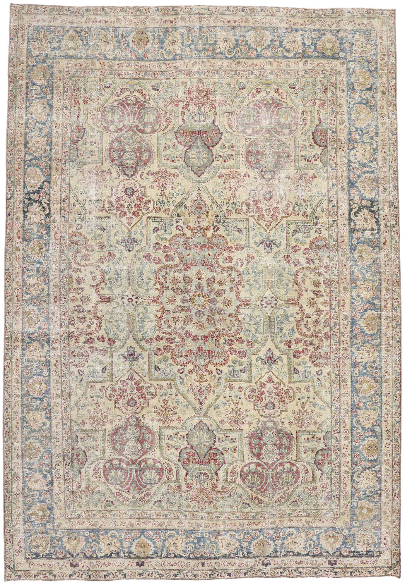 10 x 15 Antique Persian Yazd Rug 60841