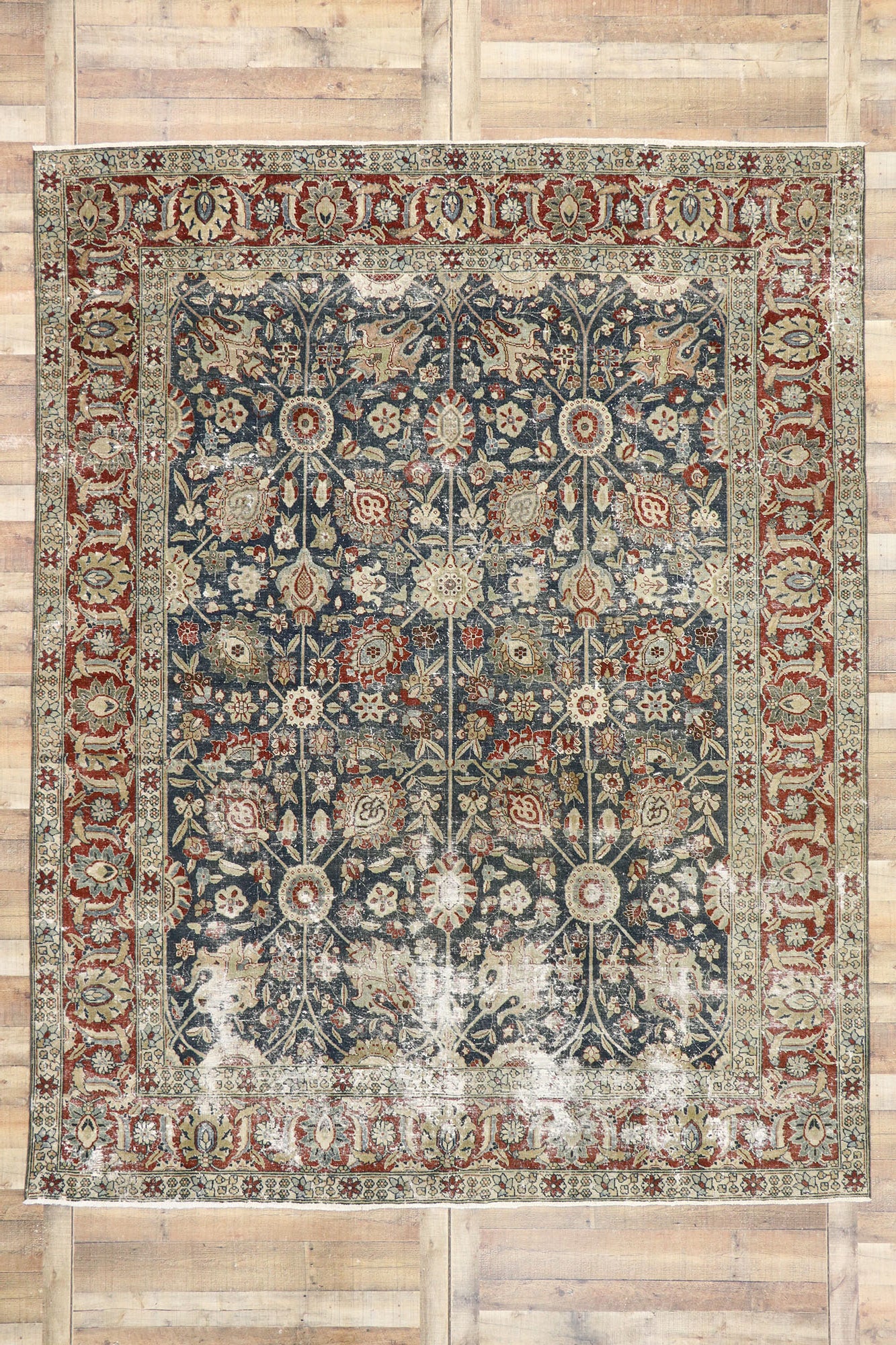 9 x 11 Antique Persian Tabriz Rug 60842