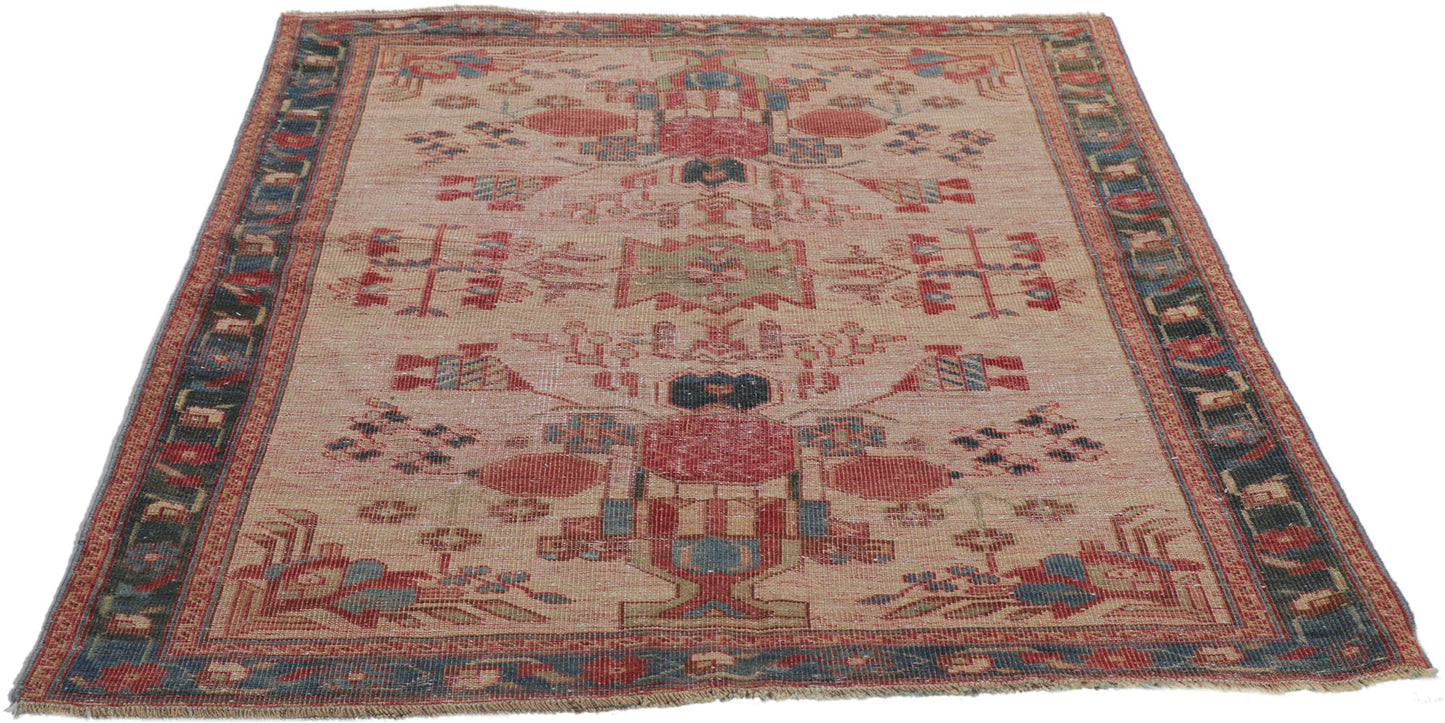 3 x 4 Antique-Worn Persian Qashqai Rug 61000