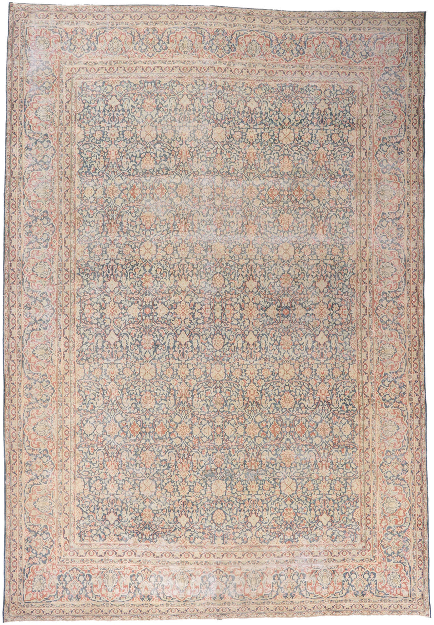 11 x 16 Antique-Worn Persian Kerman Rug 61024
