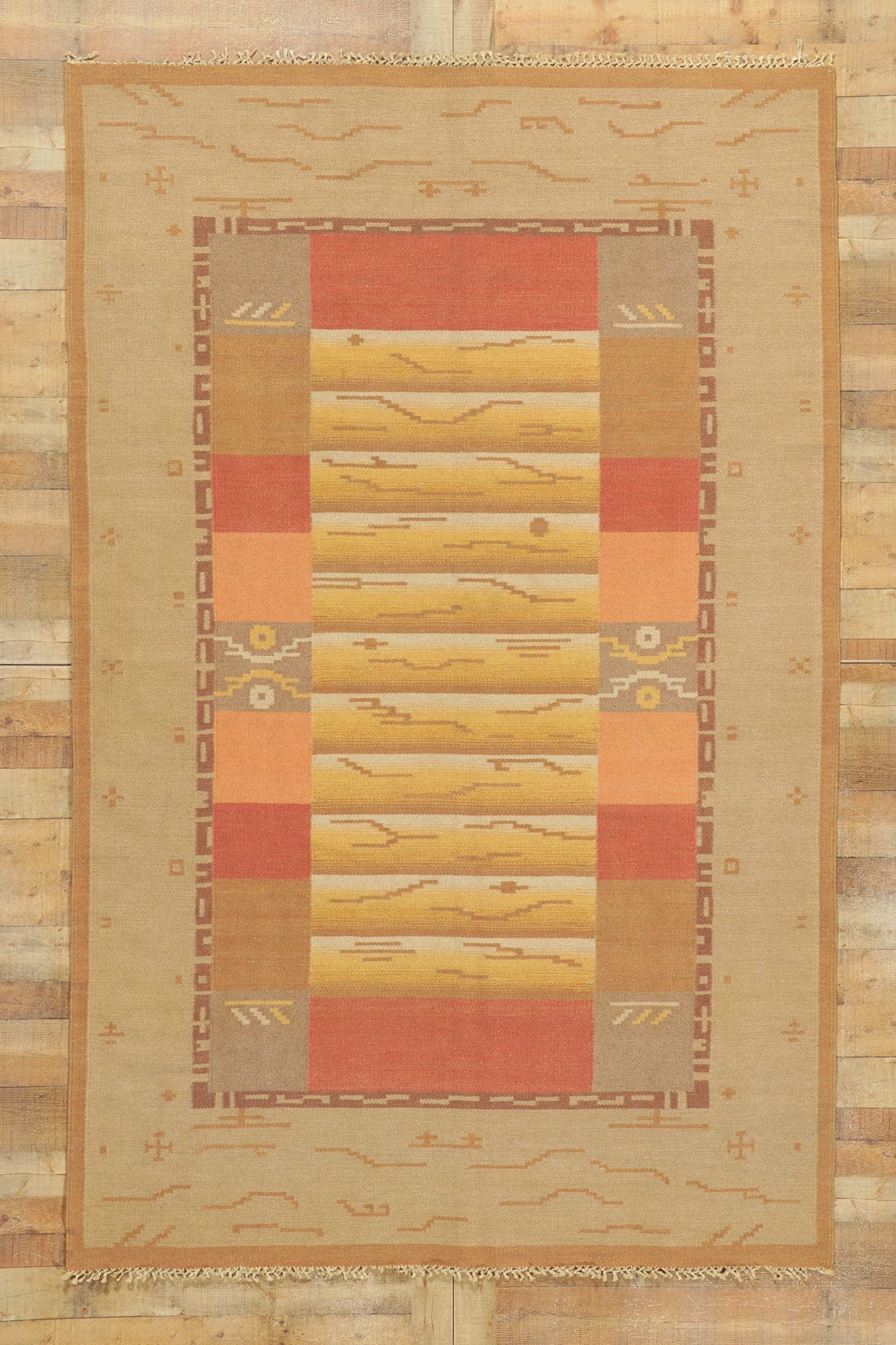 6 x 10 Vintage Finnish Flatweave Rug 78477