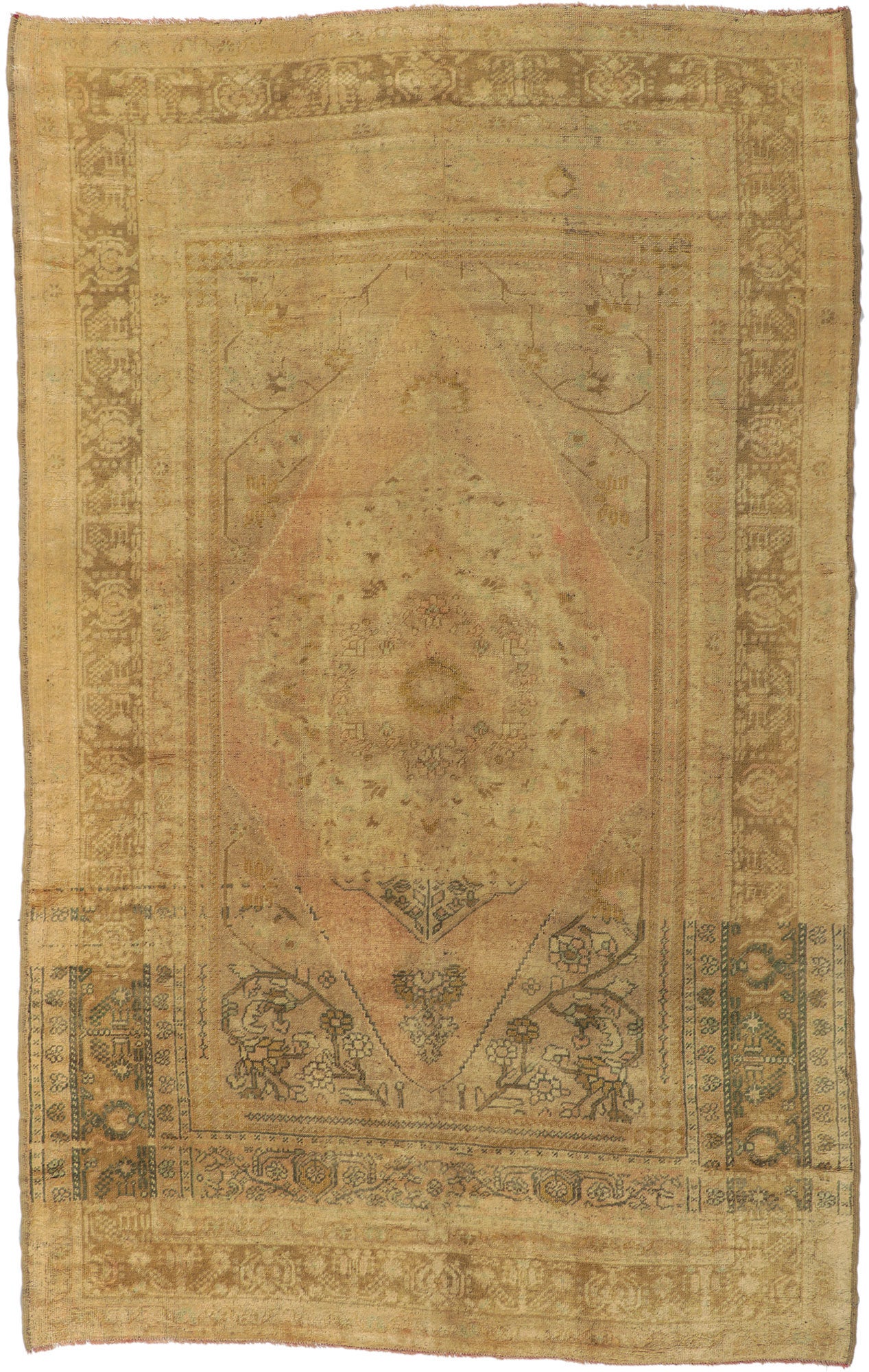 6 x 10 Vintage Turkish Oushak Rug 74094