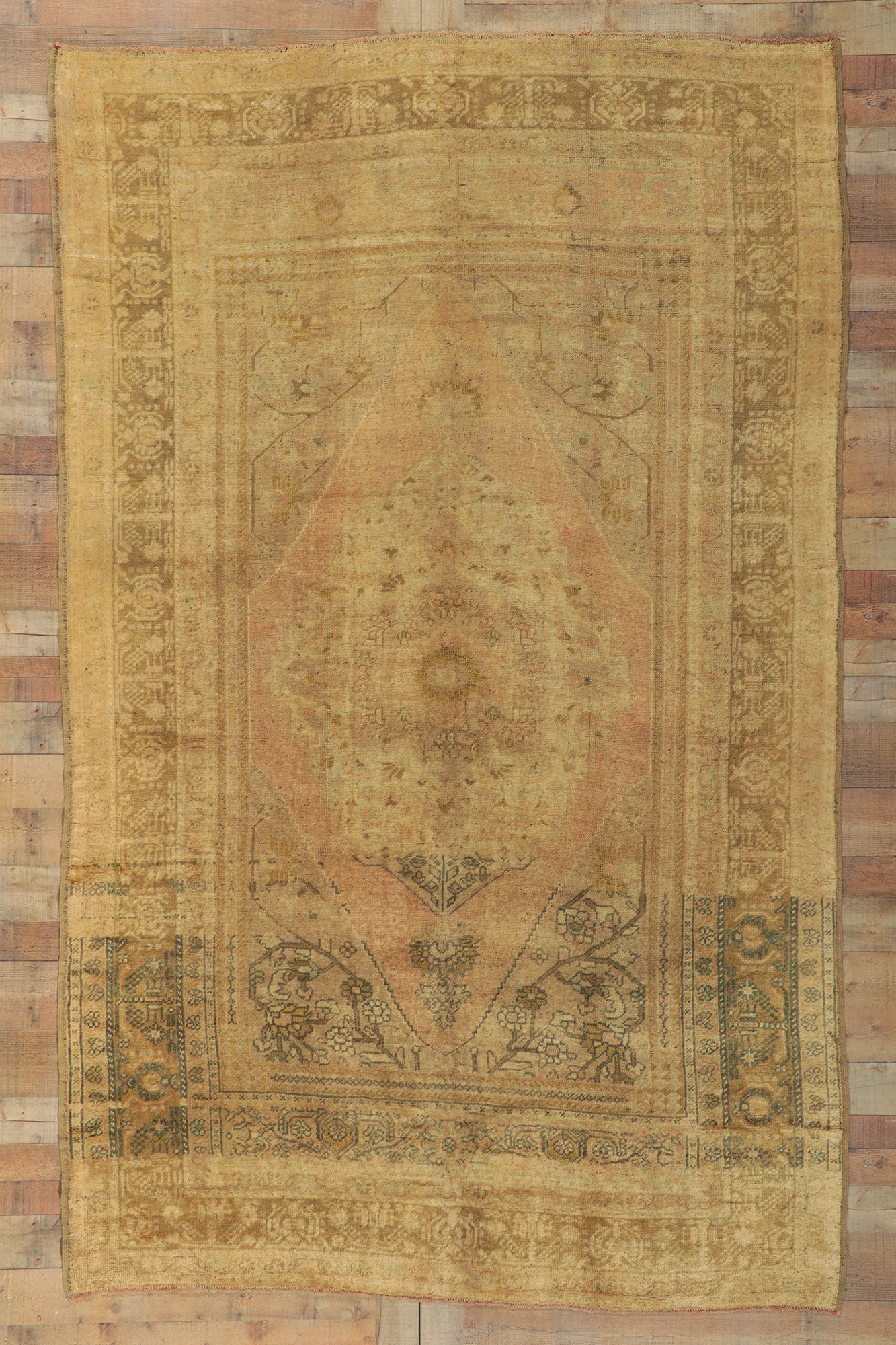 6 x 10 Vintage Turkish Oushak Rug 74094