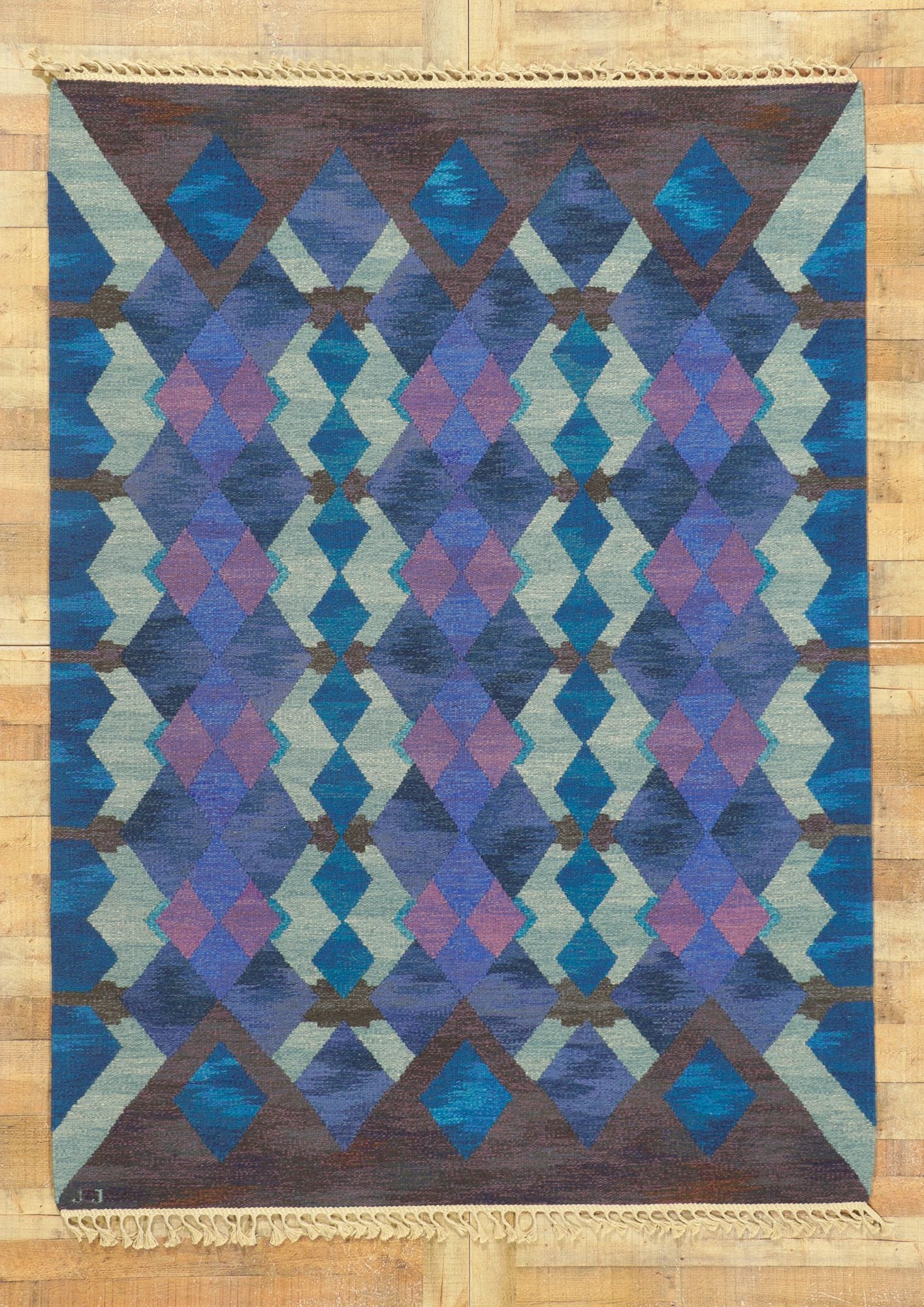 6 x 8 Judith Johansson Vintage Swedish Rollakan Rug 78490