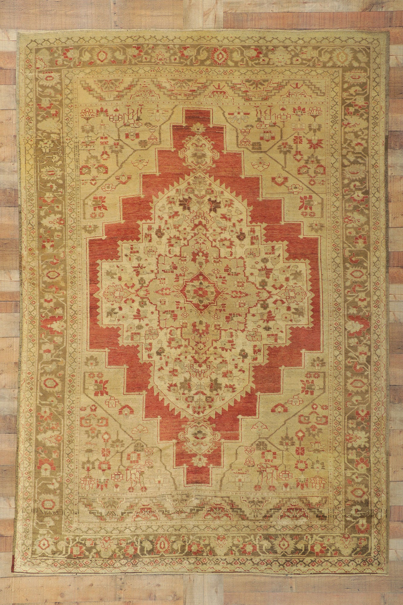 6 x 9 Antique Turkish Oushak Rug 50419