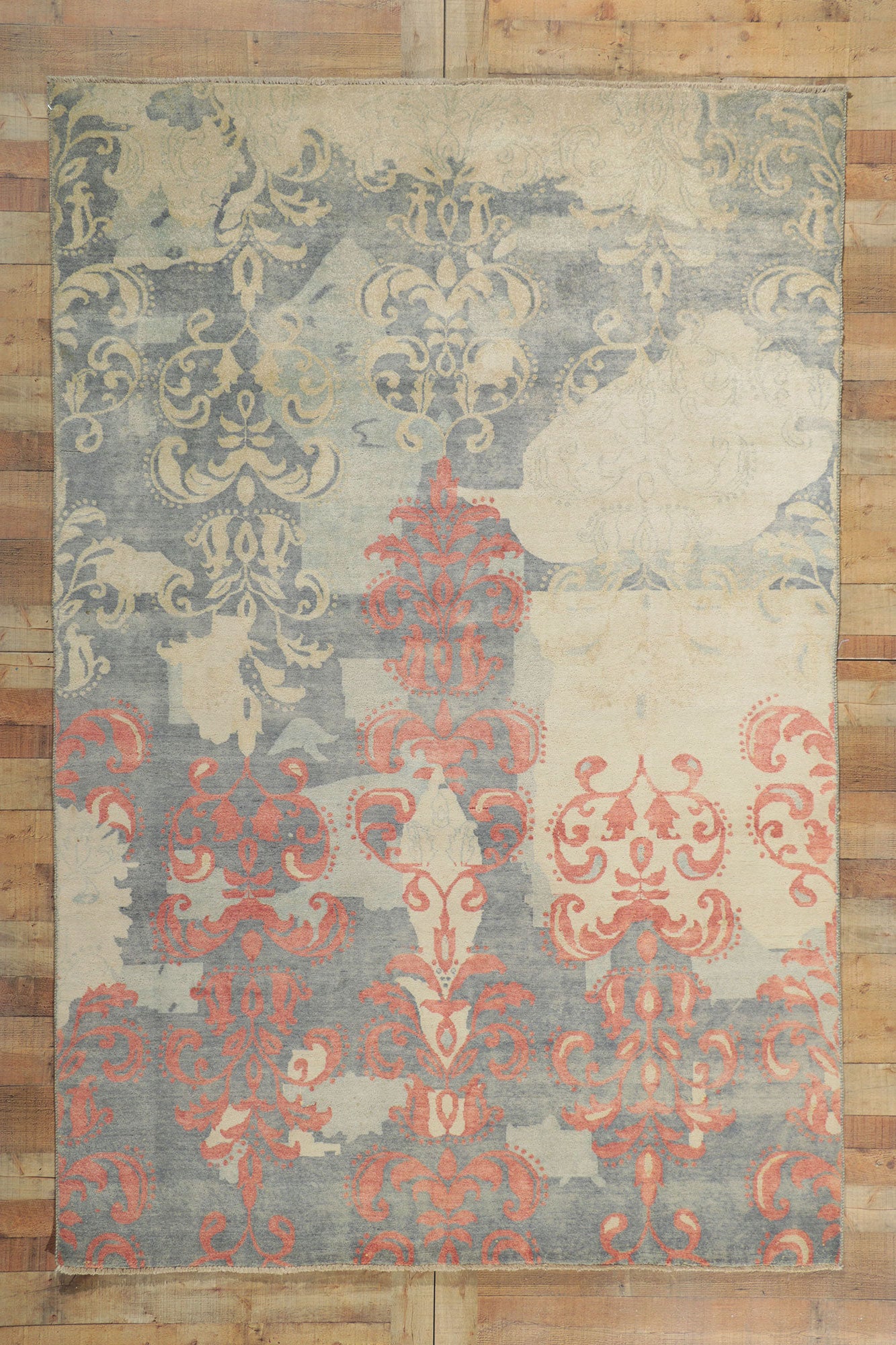 6 x 9 Contemporary Abstract Damask Area Rug 80743