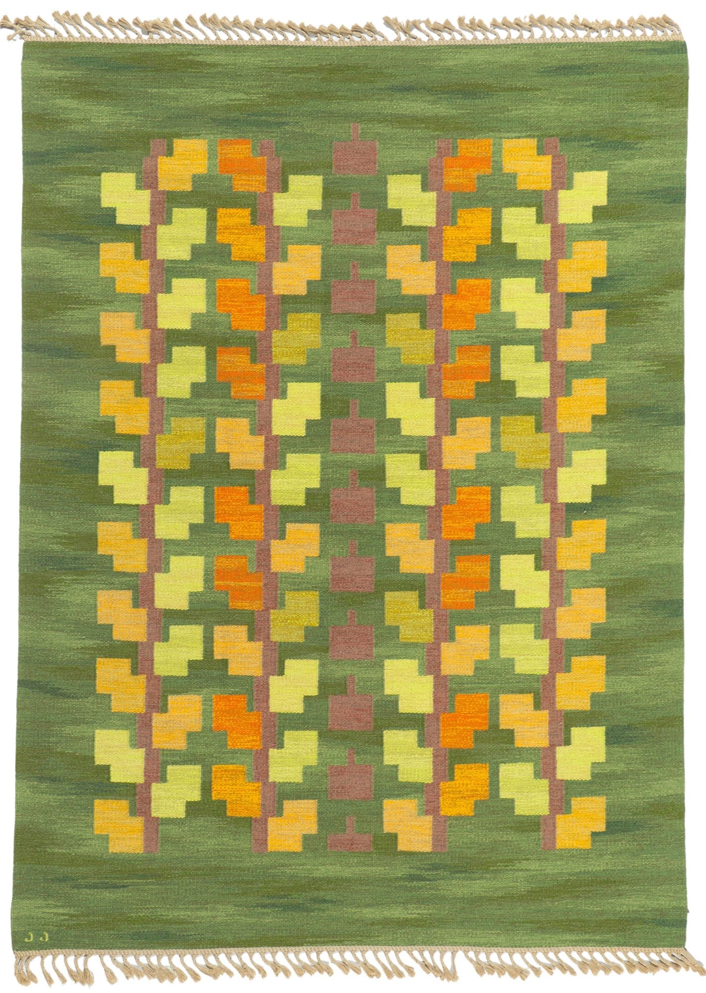 6 x 9 Judith Johansson Vintage Swedish Rollakan Rug 78489