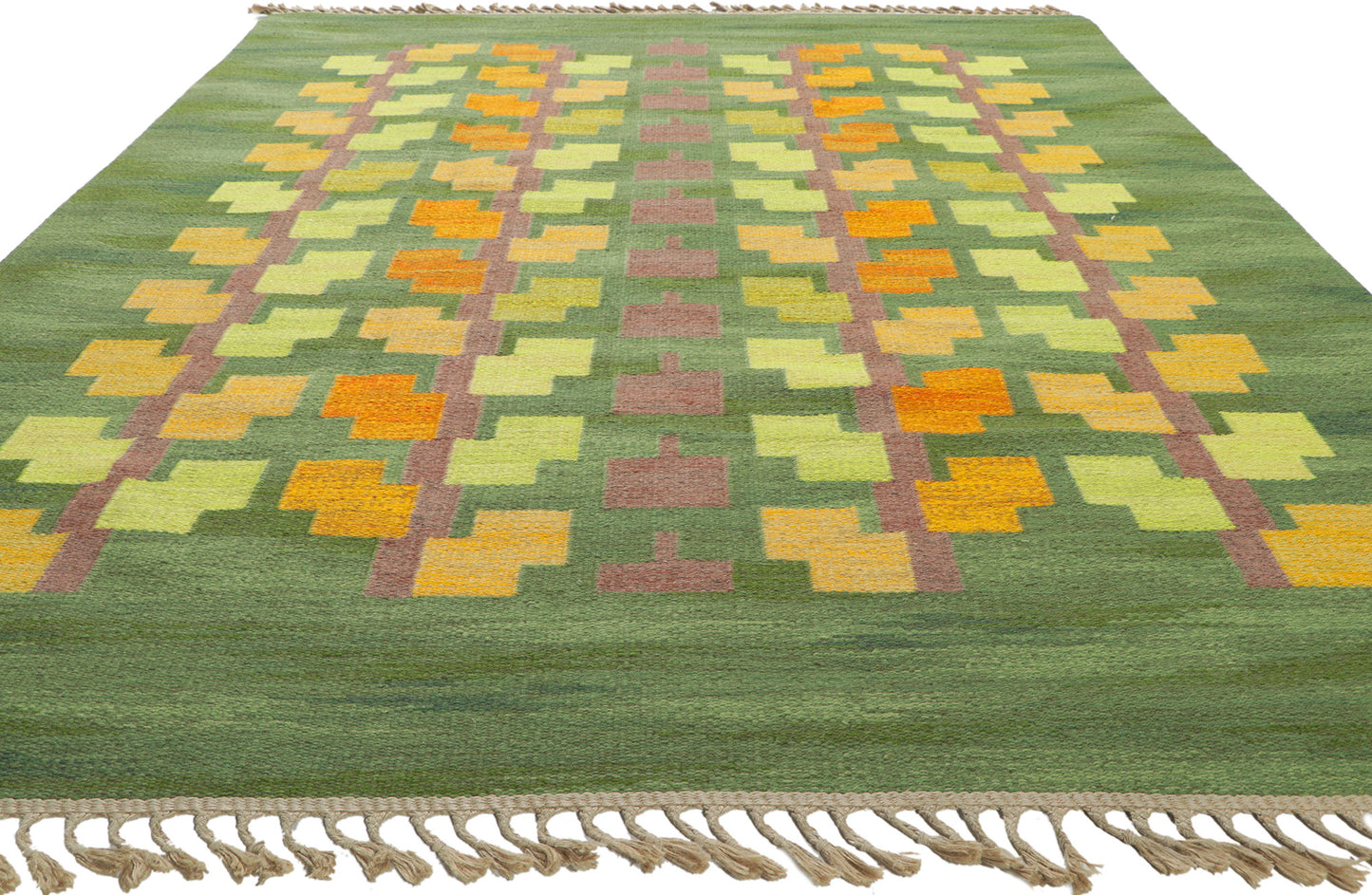 6 x 9 Judith Johansson Vintage Swedish Rollakan Rug 78489