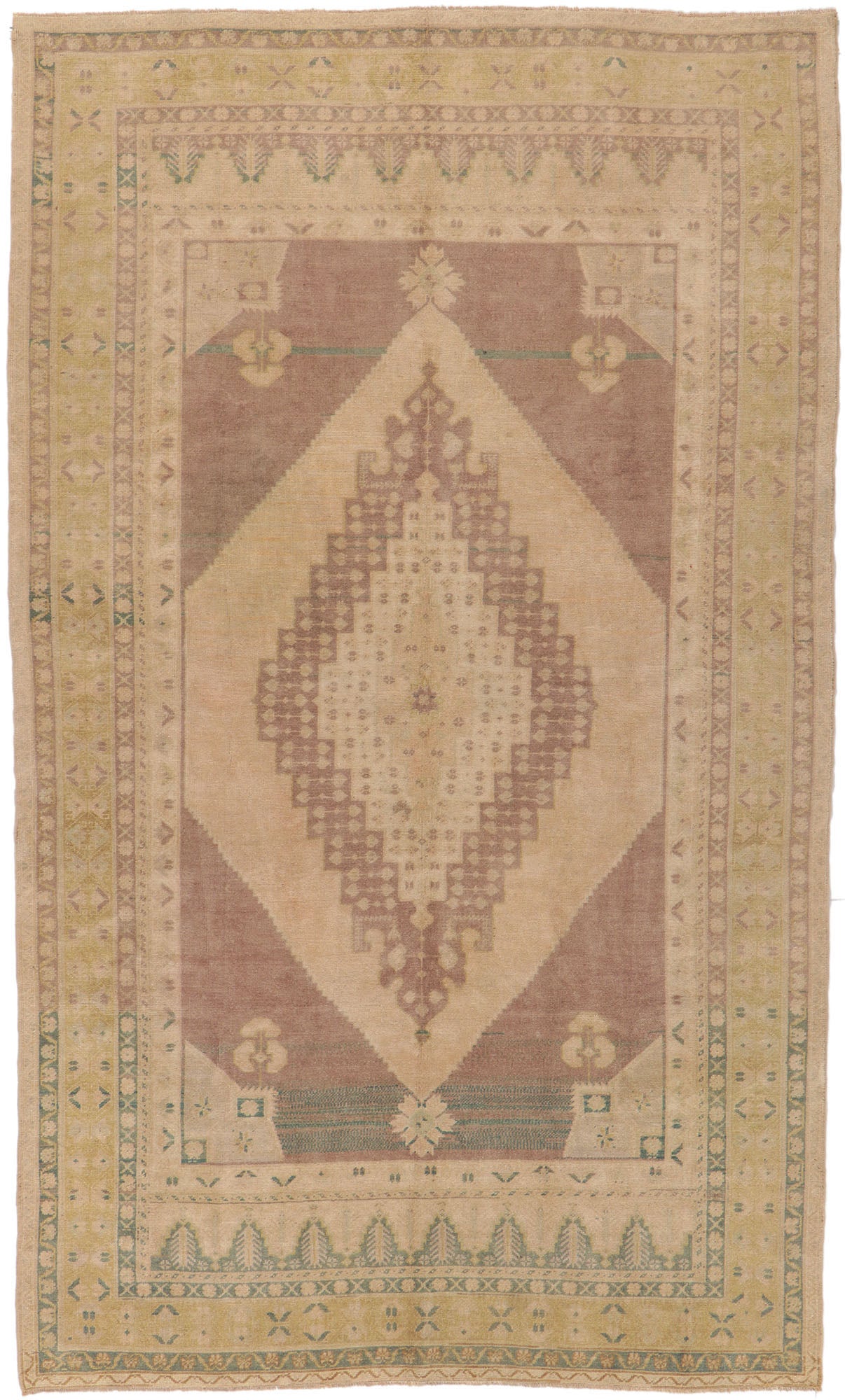 6 x 11 Vintage Turkish Oushak Rug 53683