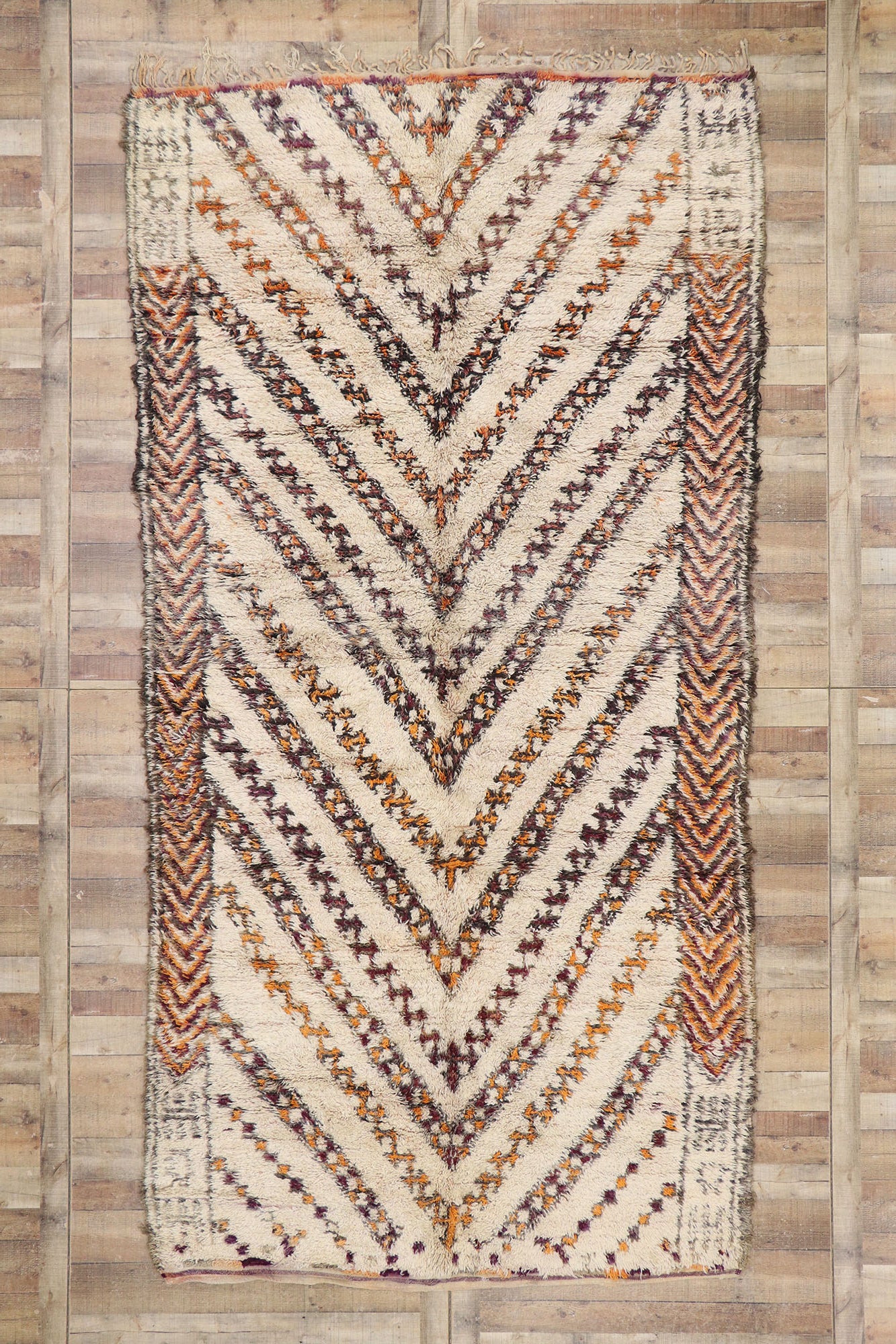 6 x 13 Vintage Moroccan Beni Ourain Rug 21369