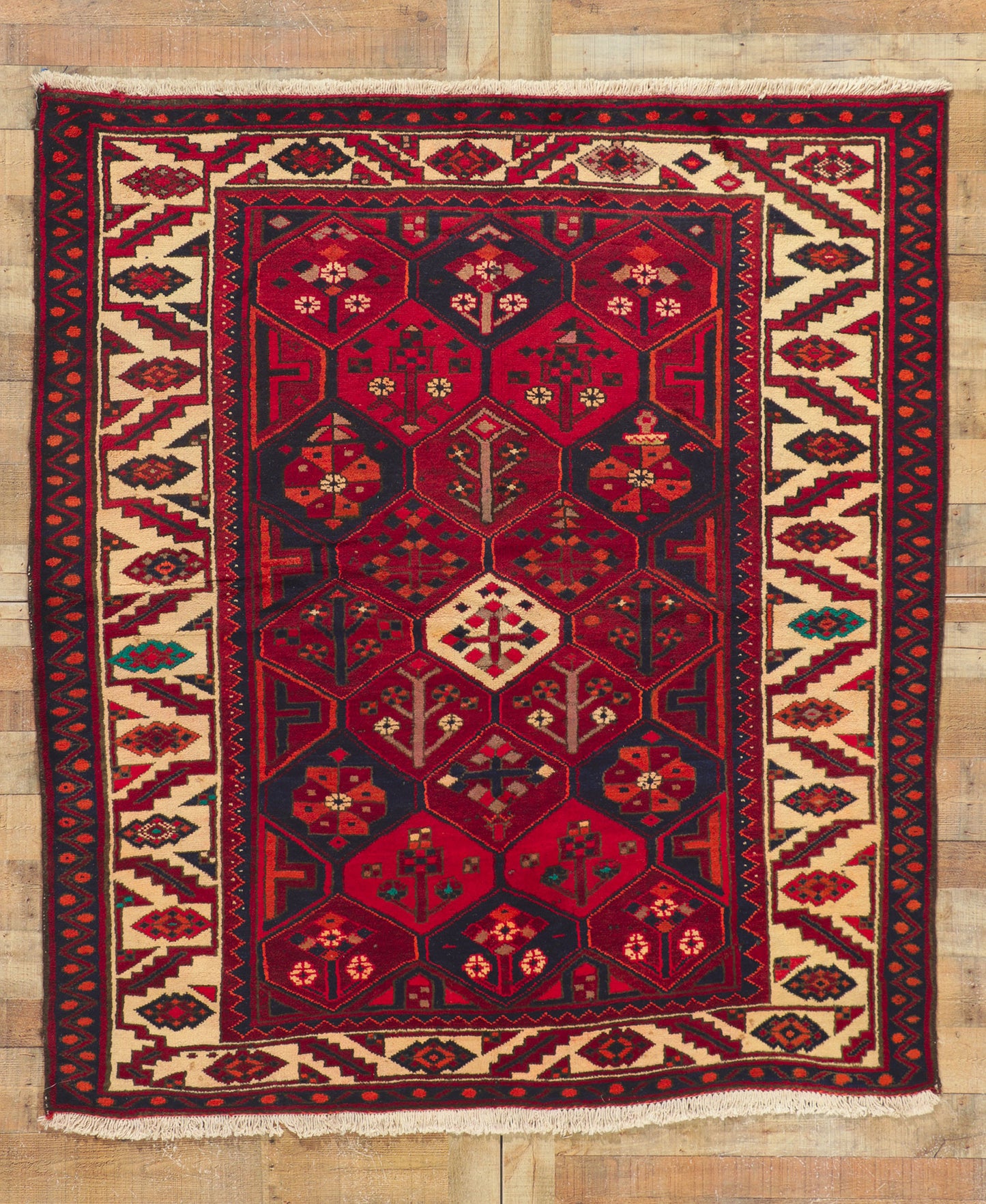 6 x 7 Vintage Persian Bakhtiari Rug 71284