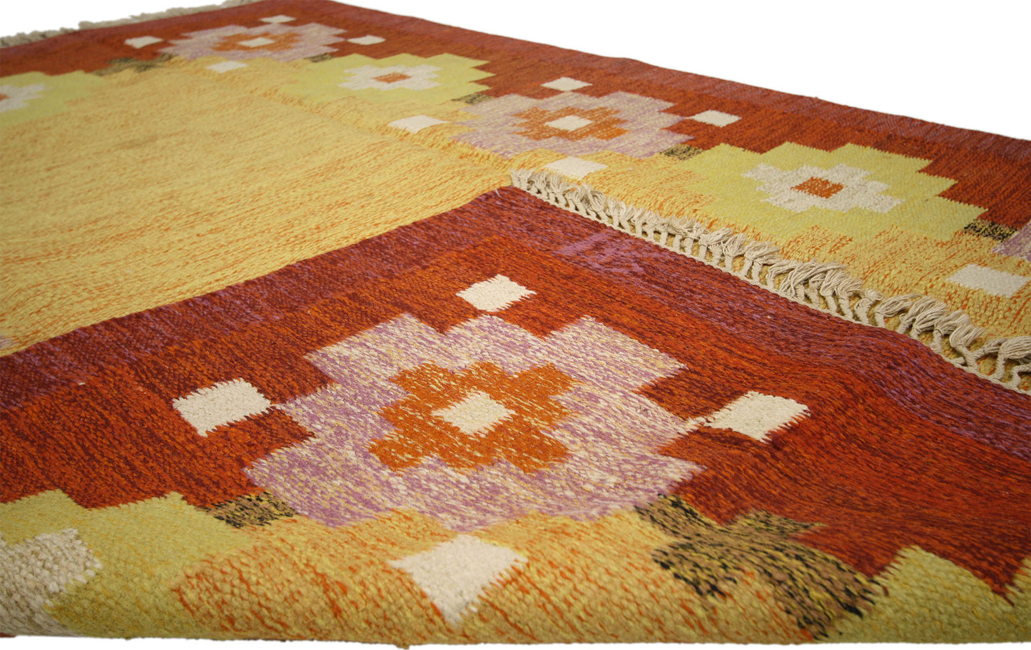 6 x 8 Vintage Swedish Kilim Rollakan Rug 74940