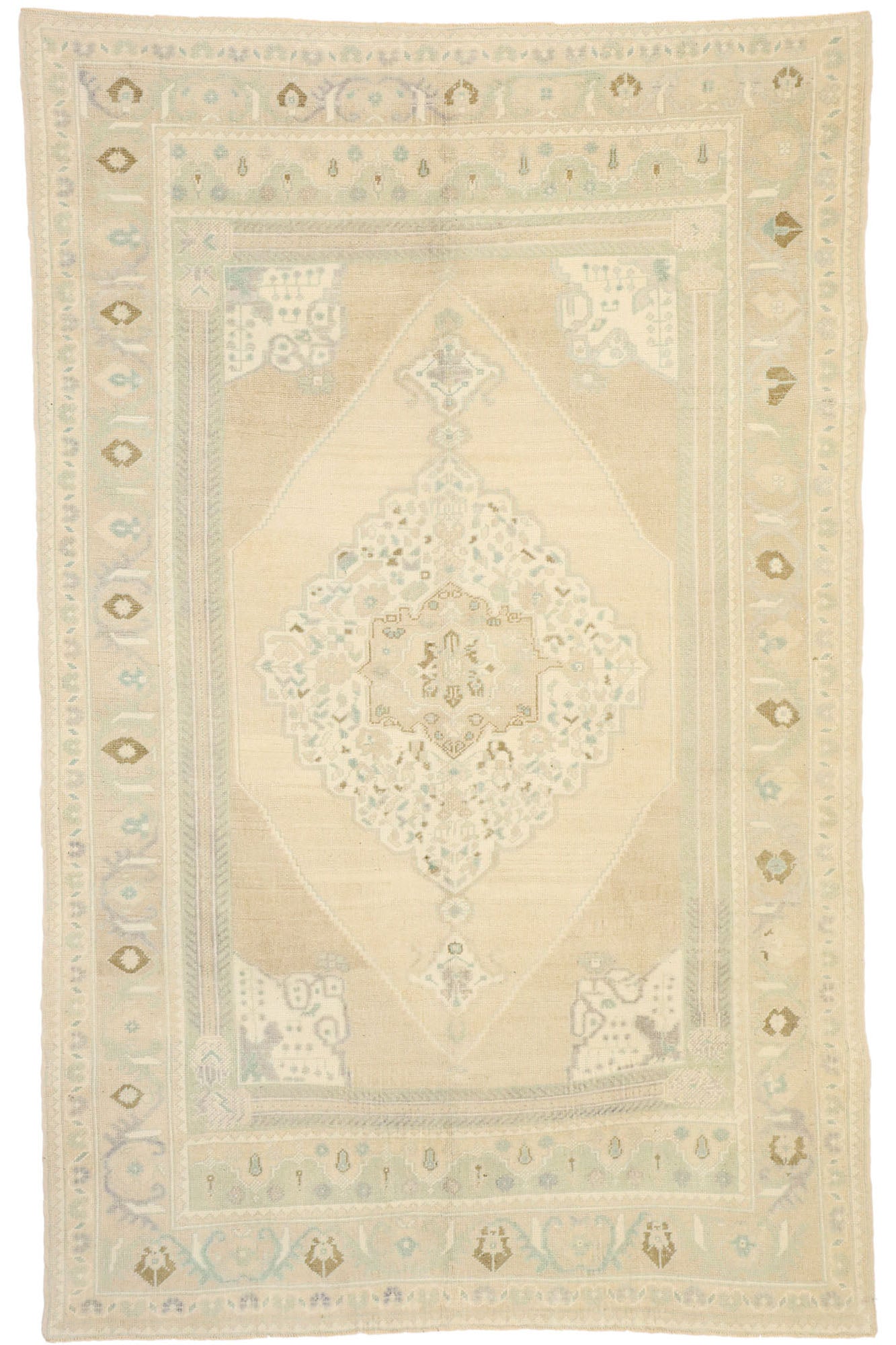 6 x 9 Vintage Turkish Oushak Rug 52810