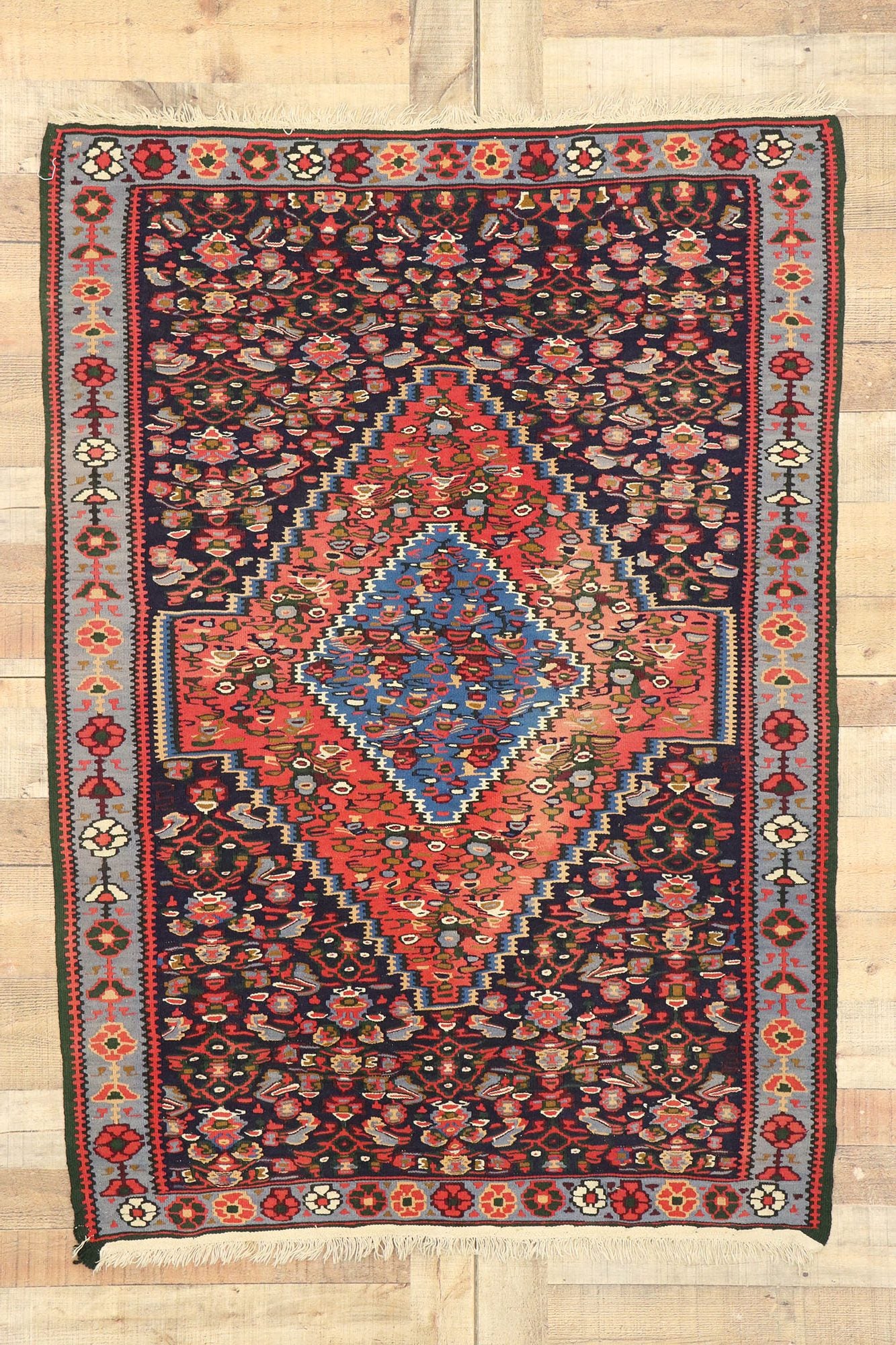 4 x 4 Vintage Persian Bijar Rug 70215