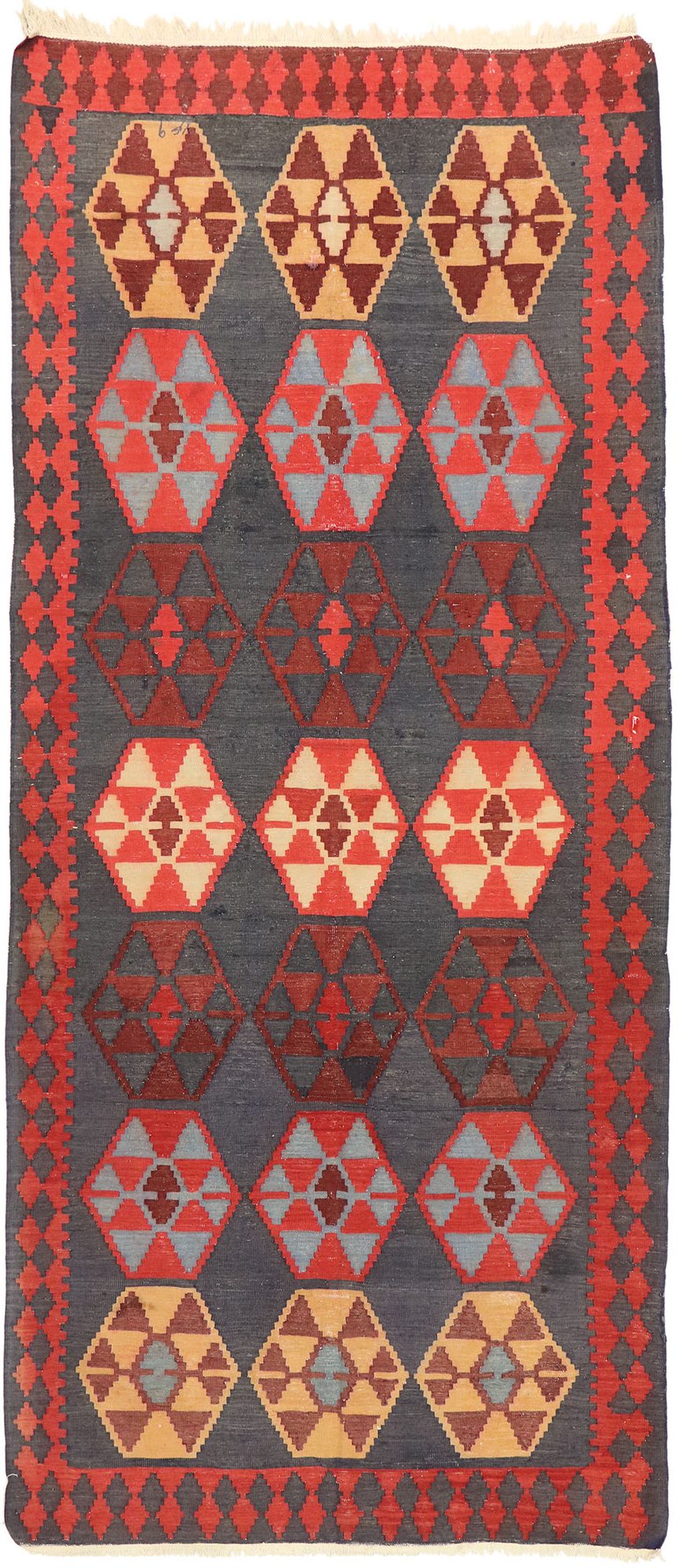 4 x 10 Vintage Persian Shiraz Kilim Rug 70559