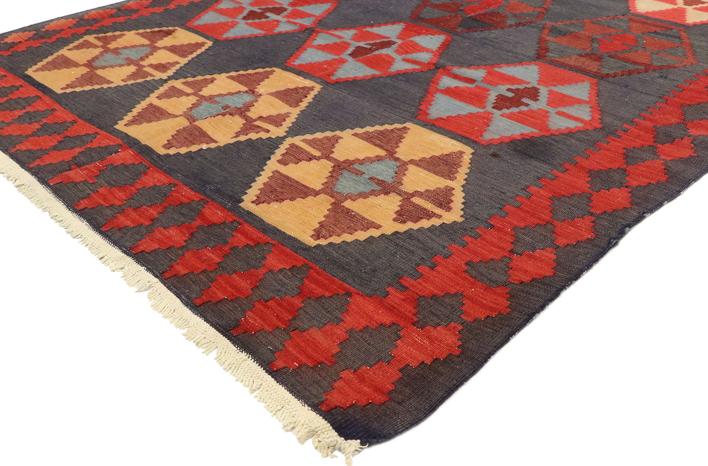 4 x 10 Vintage Persian Shiraz Kilim Rug 70559