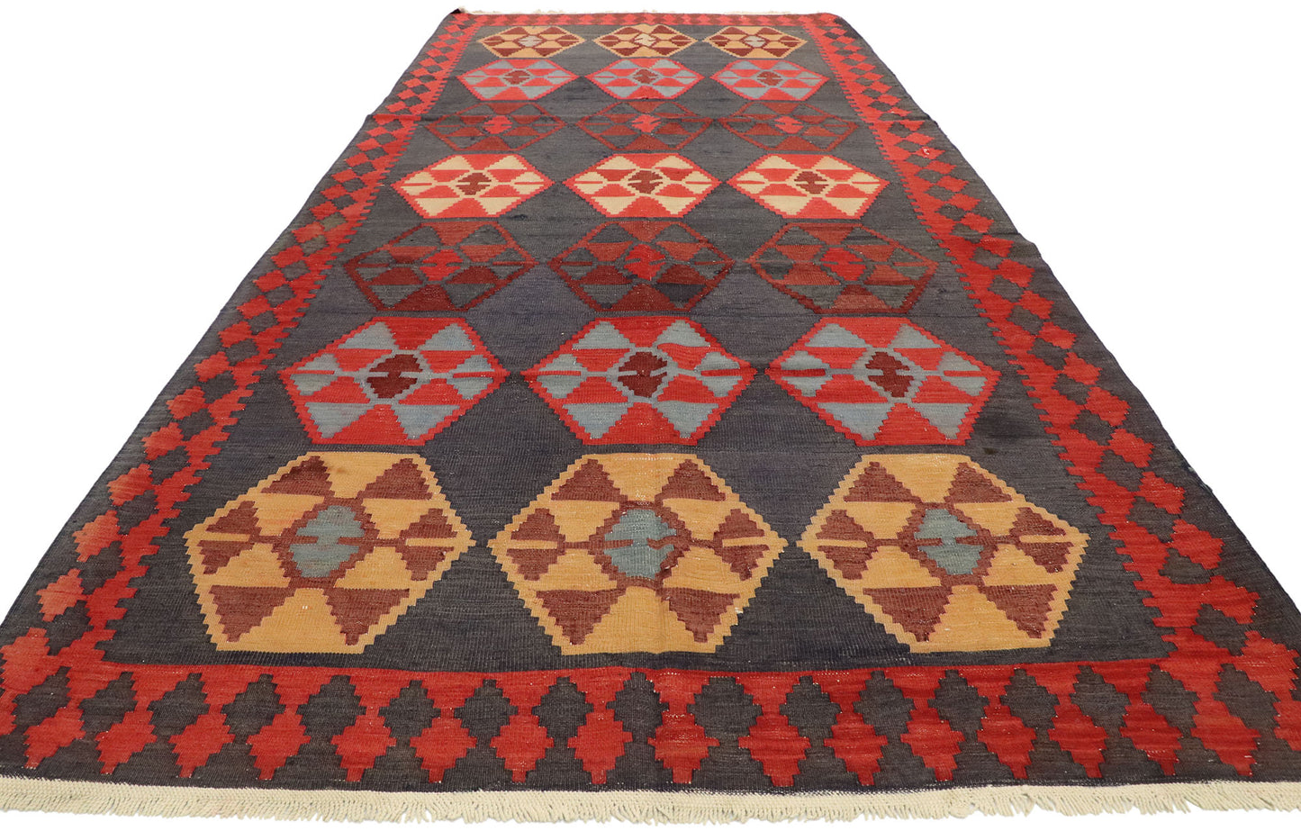 4 x 10 Vintage Persian Shiraz Kilim Rug 70559