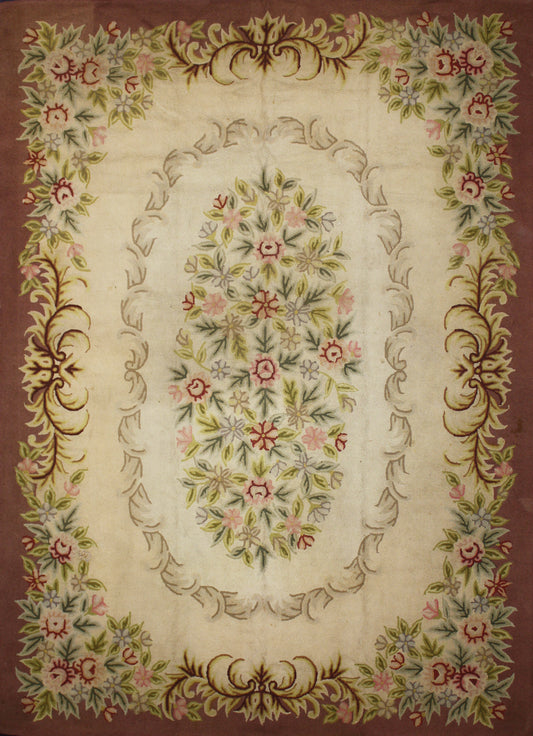 9 x 12 Antique Floral Hooked Rug 70625