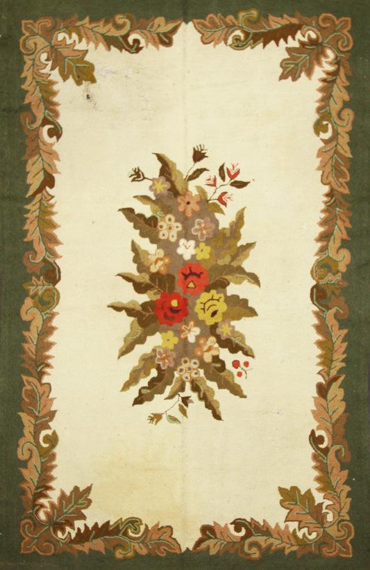5 x 9 Antique Floral Hooked Rug 70687