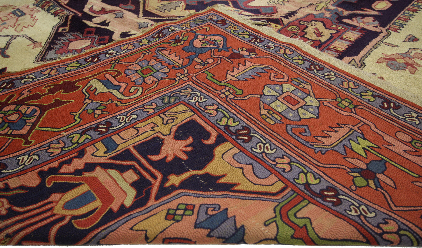8 x 11 Antique European Hooked Rug 70713