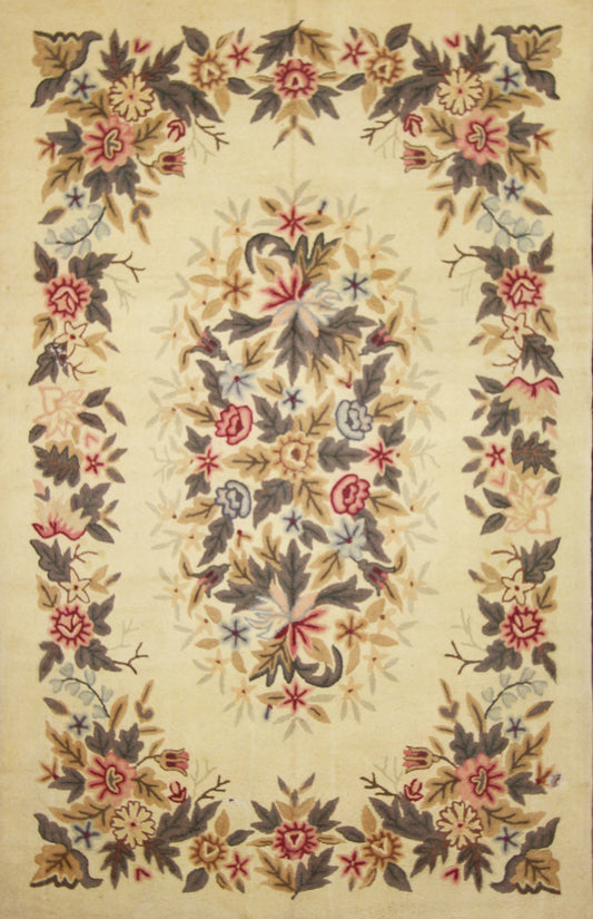 6 x 9 Antique Floral Hooked Rug 70785