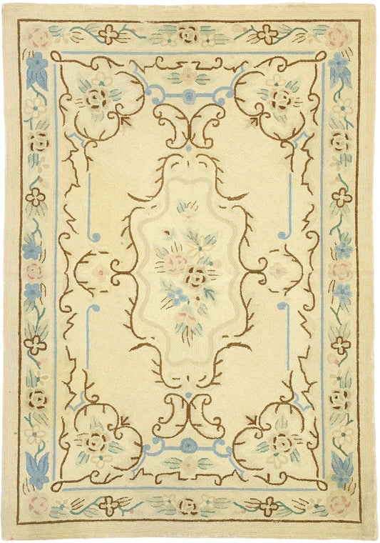 4 x 6 Vintage Chinese Floral Hooked Rug 70861