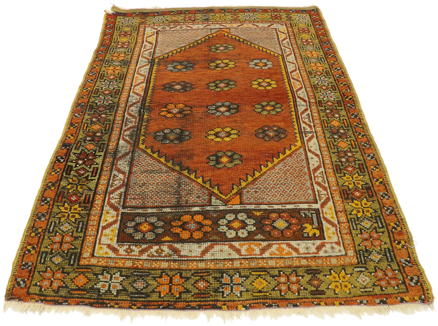 3 x 4 Vintage Turkish Oushak Rug 70866