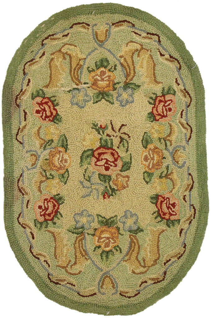 2 x 3 Antique Chinese Floral Hooked Rug 71006