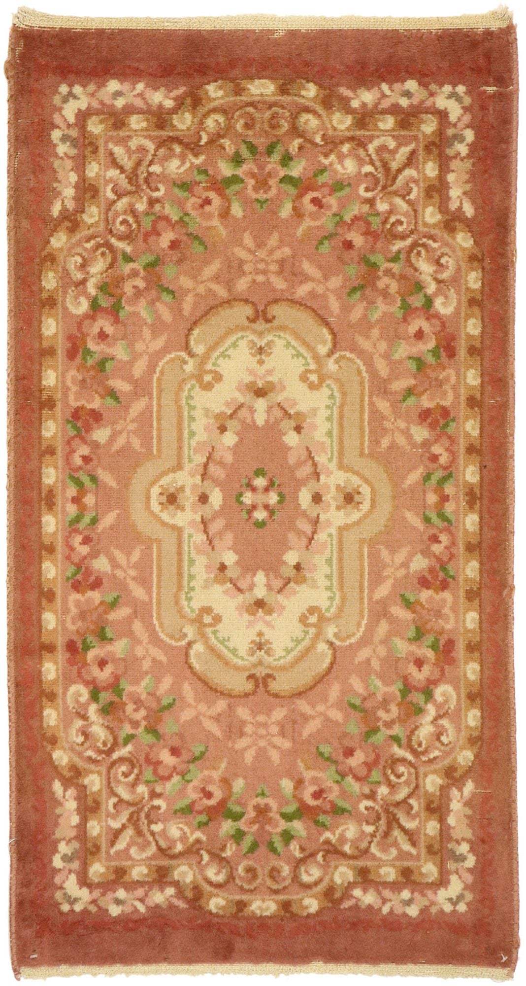 2 x 4 Vintage Machine-Made Aubusson Rug 71037