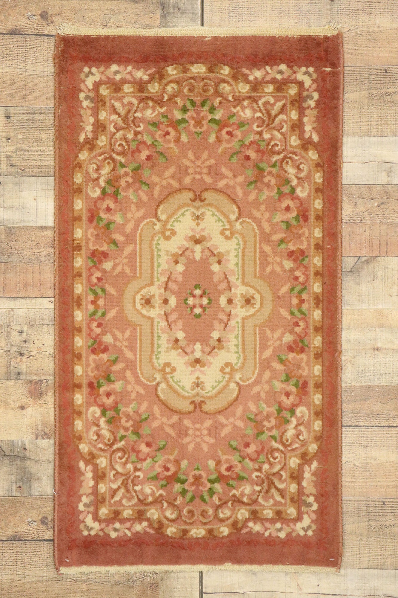 2 x 4 Vintage Machine-Made Aubusson Rug 71037
