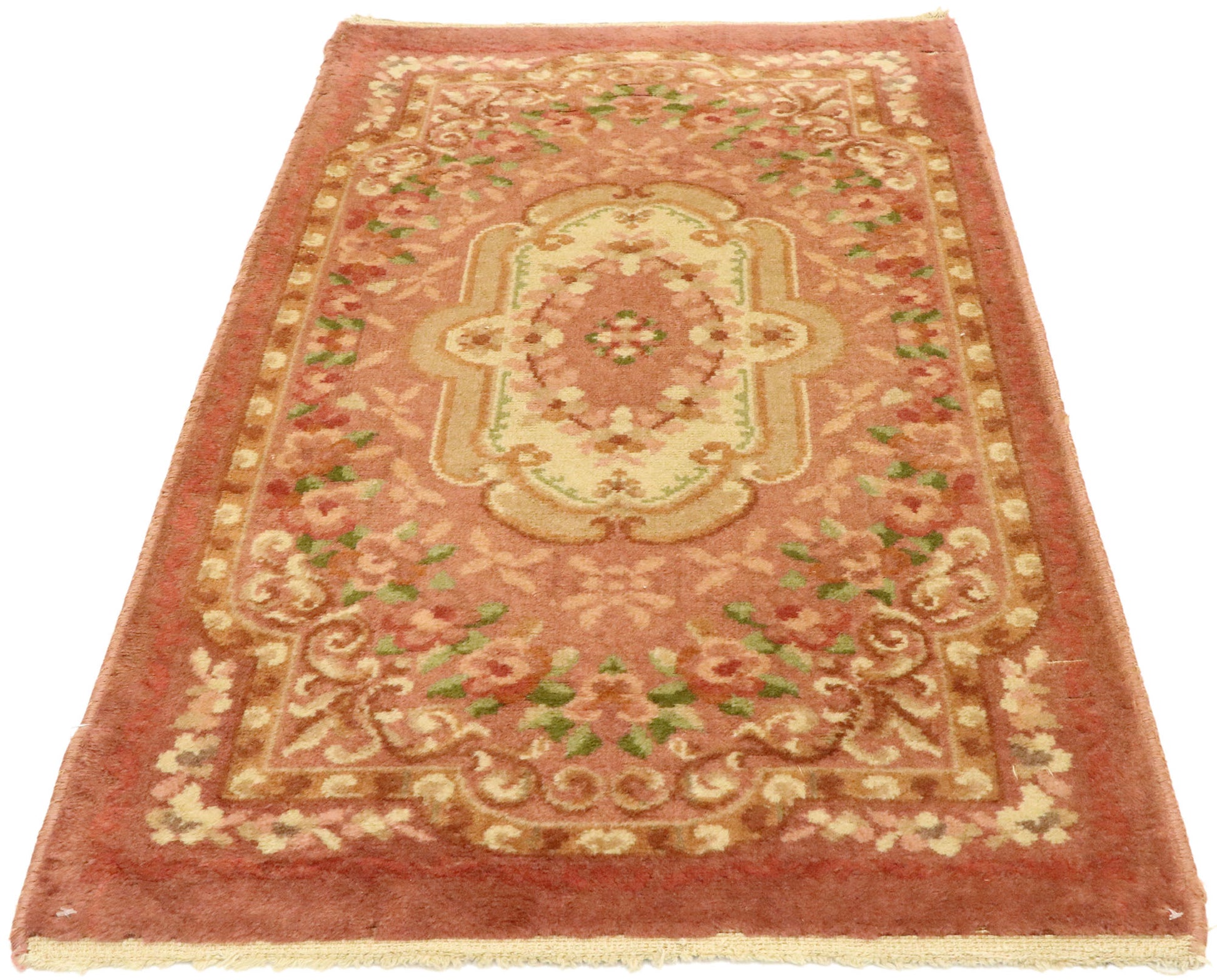 2 x 4 Vintage Machine-Made Aubusson Rug 71037