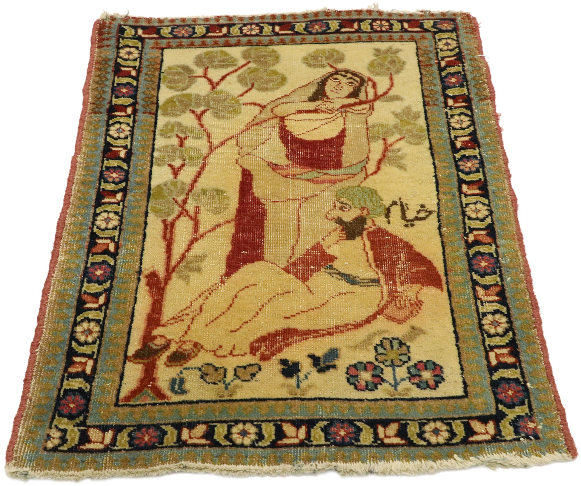 2 x 2 Antique Persian Tabriz Rug 71535