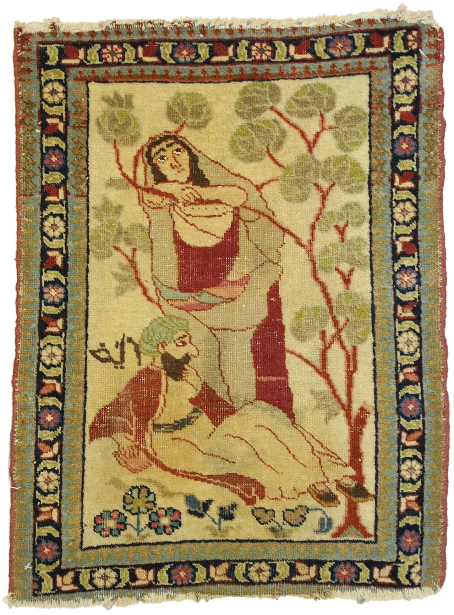 2 x 2 Antique Persian Tabriz Rug 71536