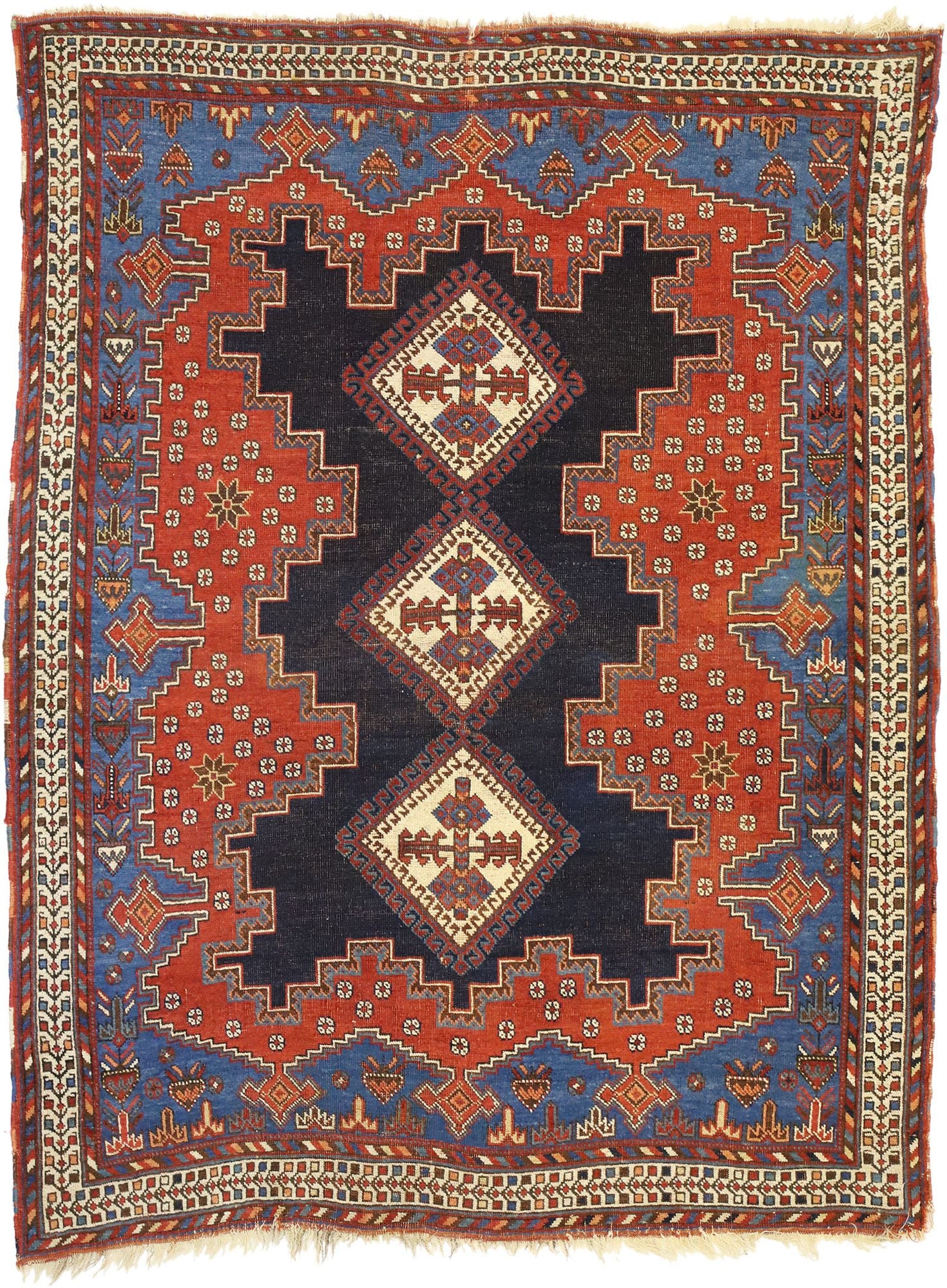 ラグ shiraz square rug Vintage 1950's Southcentral Persia Shiraz rug - 7' x 11'