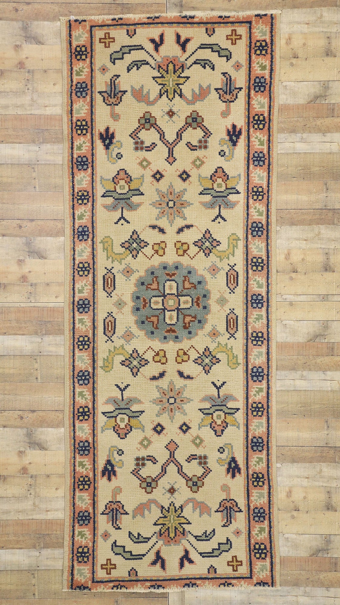 4 x 11 Vintage Turkish Oushak Rug 71674