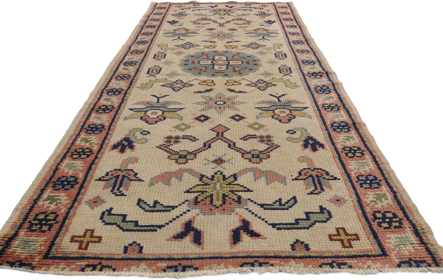 4 x 11 Vintage Turkish Oushak Rug 71674