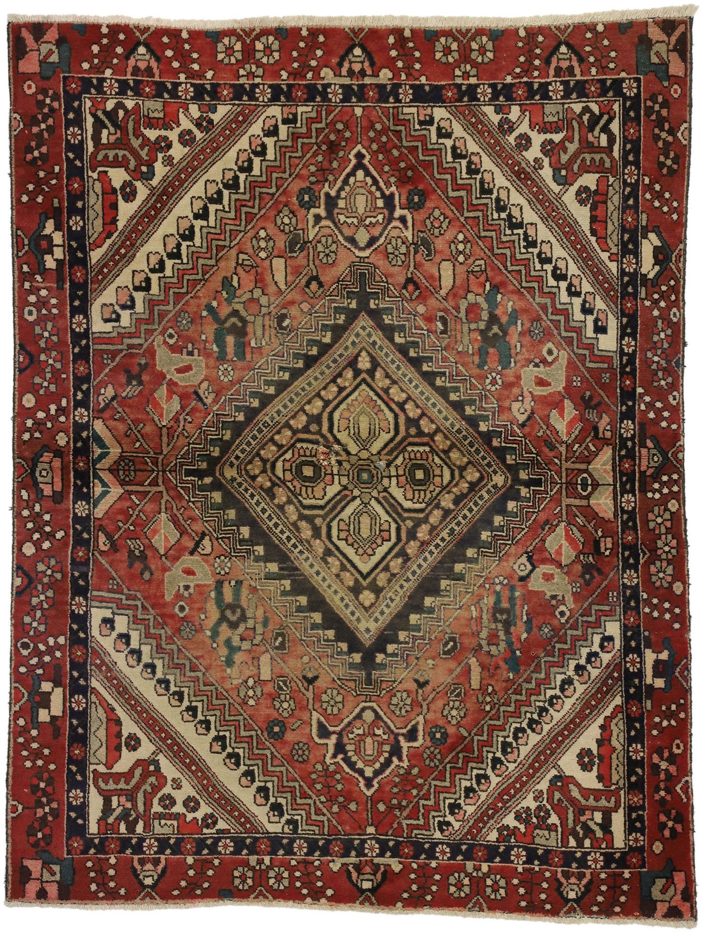 5 x 6 Vintage Persian Shiraz Rug 72118
