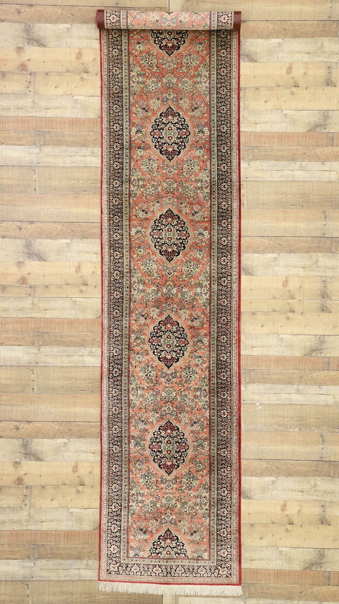 3 x 13 Vintage Persian Silk Qum Rug 72165